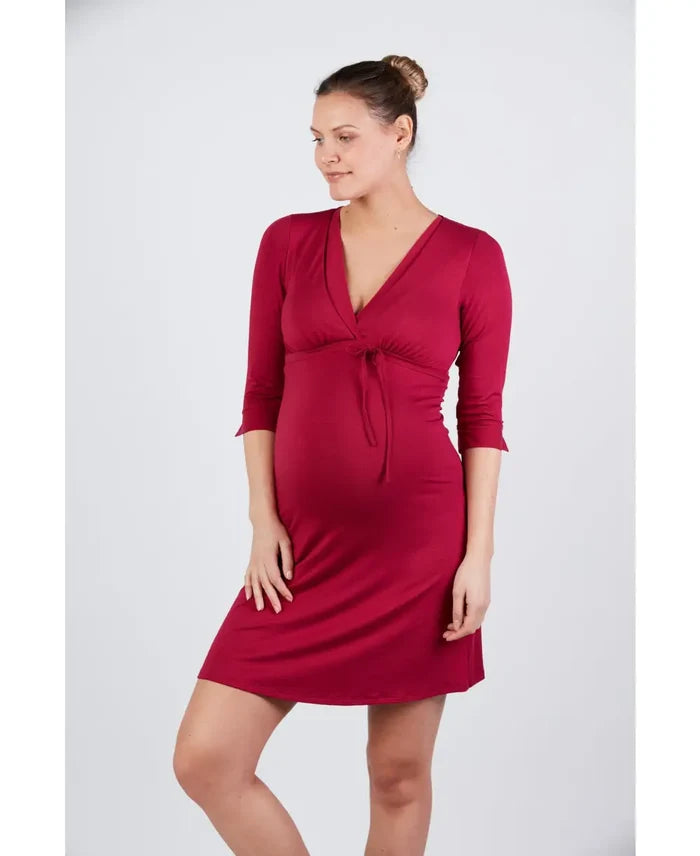 Maternity and nursing nightgown Milk burgundy - Nightdress