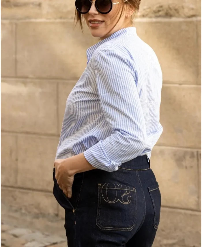 Maternity and post partum cropped wide leg dark blue Jill
