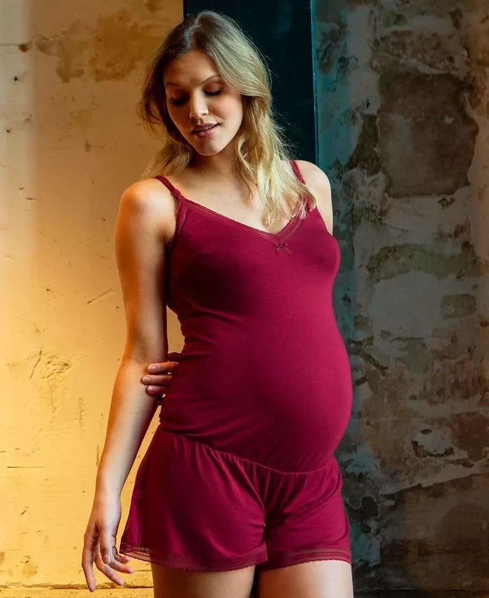Maternity playsuit MILK burgundy - pajama