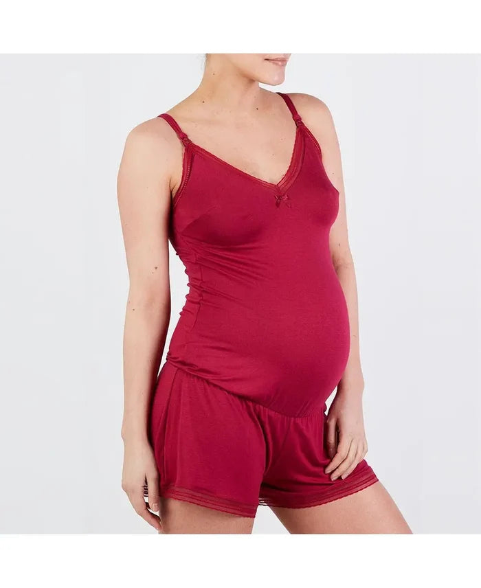 Maternity playsuit MILK burgundy - pajama