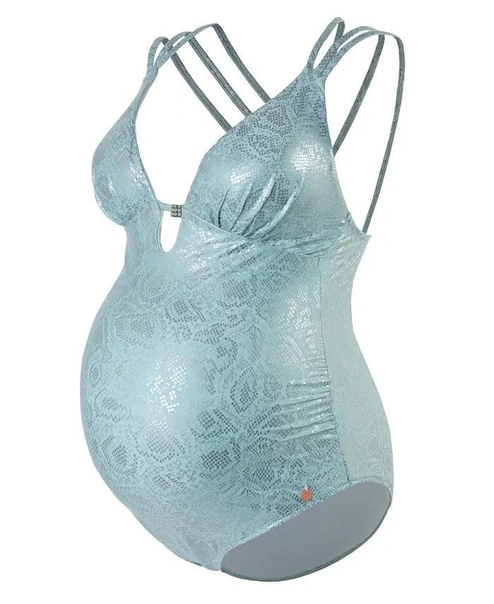 Maternity swimsuit Mamba silver green