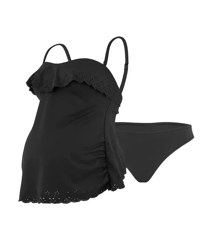 Maternity tankini bloom black