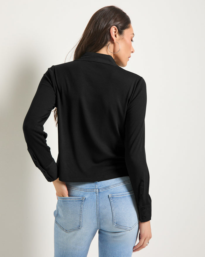 Black $|& SEAS Meadow Mixed Media Top - SOF Back