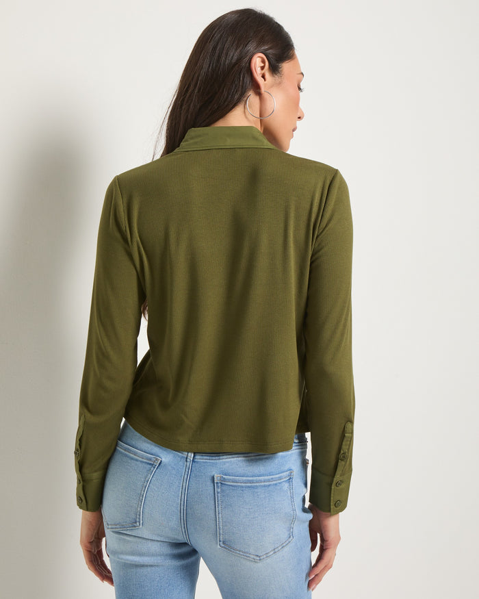 Olive Branch $|& SEAS Meadow Mixed Media Top - SOF Back