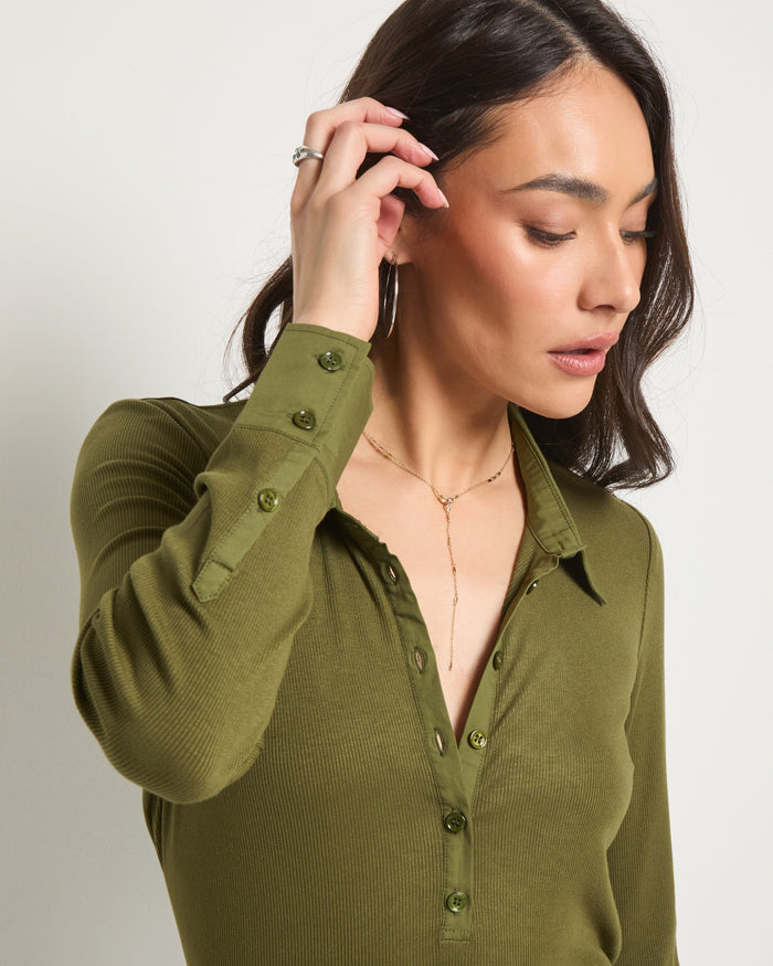Olive Branch $|& SEAS Meadow Mixed Media Top - SOF Full Front