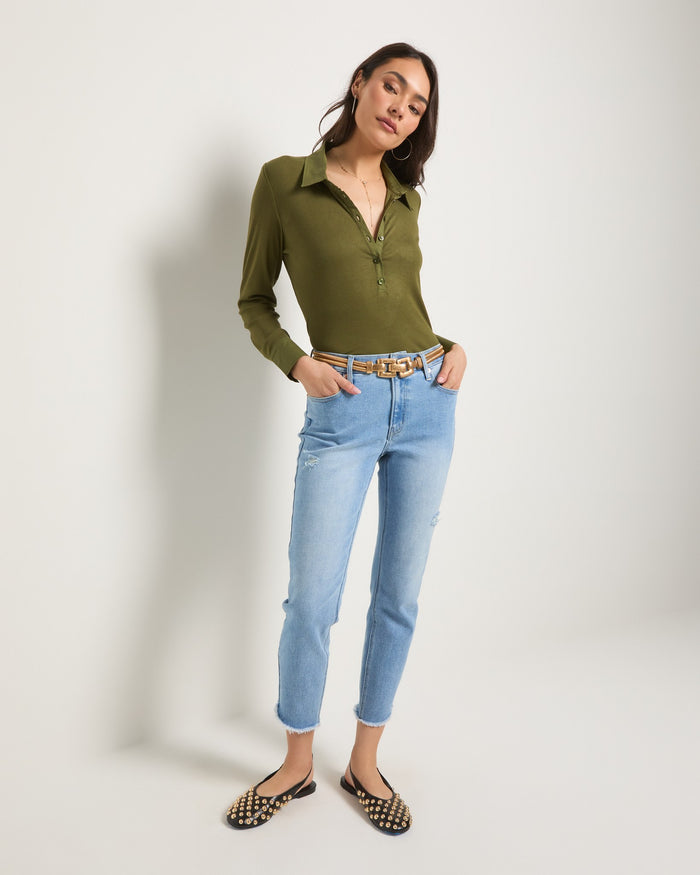 Olive Branch $|& SEAS Meadow Mixed Media Top - UGC On Fig