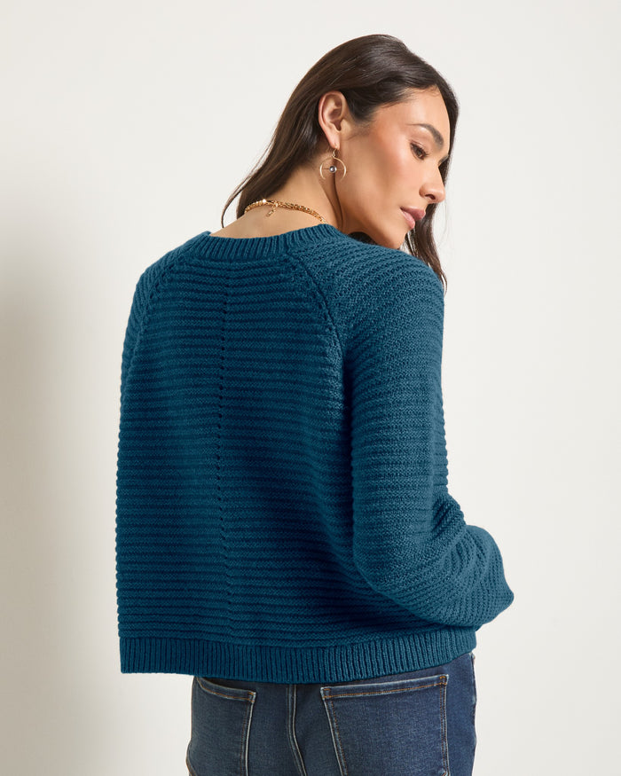 Deep Sea $|& SEAS Meadow V-Neck Cardigan - SOF Back