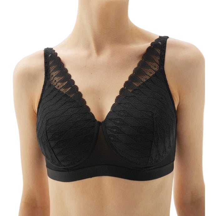 Megami Mastectomy Lace Bra Black