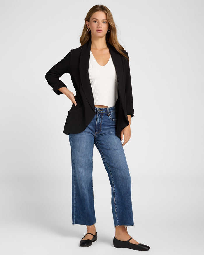 Black $|& Lemon Tart Melanie Open Front Blazer - SOF Full Front
