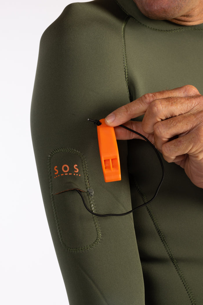 Men's Ranger Green Rear-zip Surf Top v1