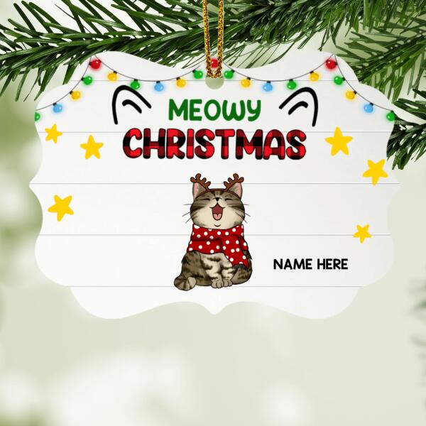 Meowy Christmas, Little Stars Shaped Wooden Ornament, Personalized Christmas Cat Breeds Ornament