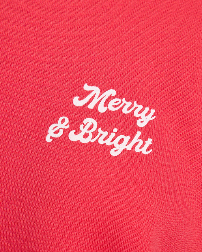 Candy Red $|& Project Social T Merry & Bright/Silent Night Reversible Sweatshirt - SOF Detail