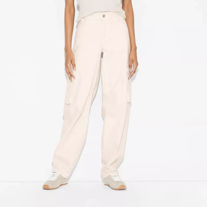Mid-Rise Barrel Cargo Pants