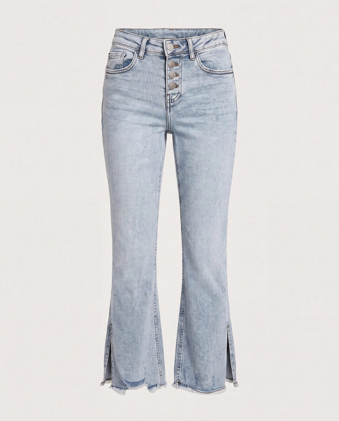 Medium Light Wash $|& SEAS Mid Rise Cropped Side Slit Jeans - Hanger Detail