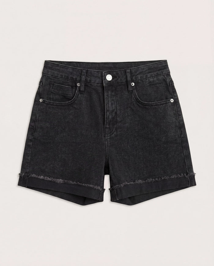 Washed Black $|& Vigoss Mid Rise Cuffed Short - Hanger Detail