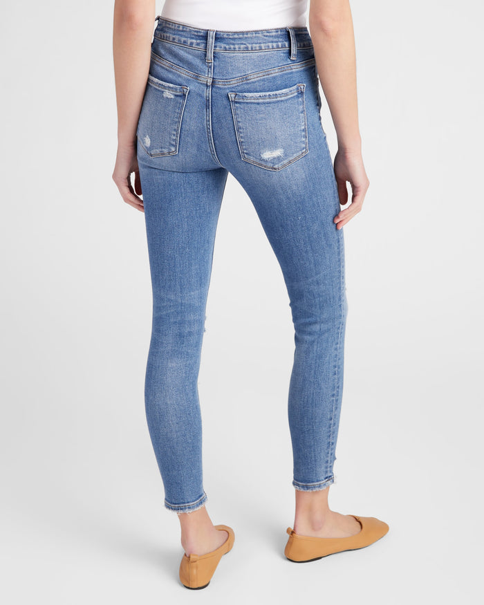 Medium Light Wash $|& Flying Monkey Jeans Mid Rise Distressed Ankle Skinny Jeans - SOF Back