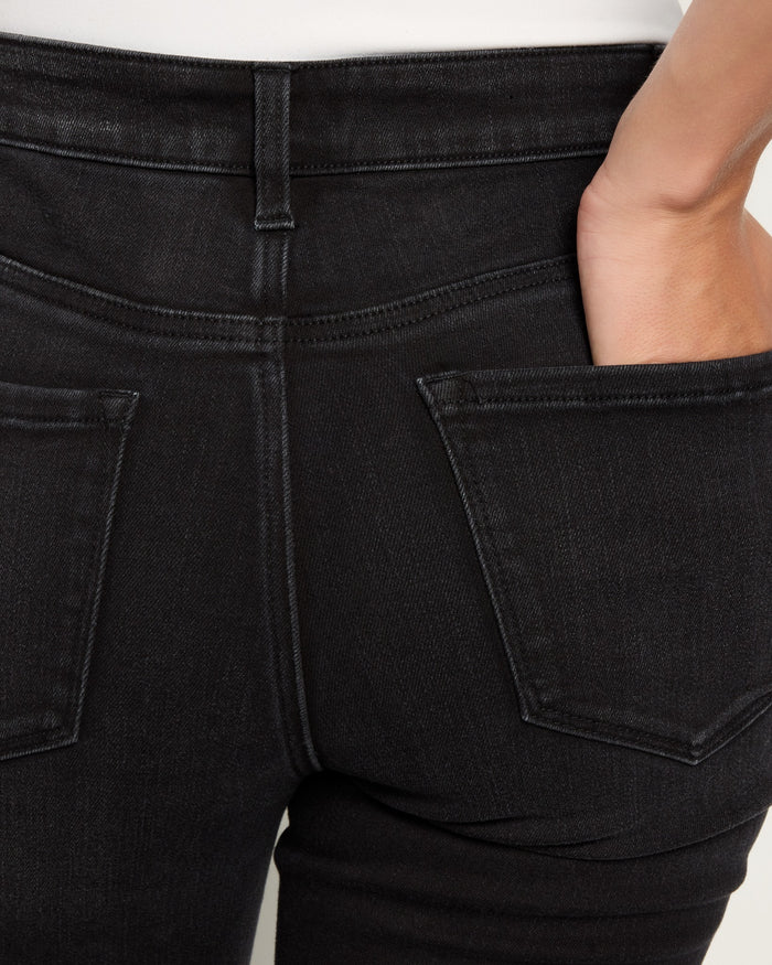 Black $|& Flying Monkey Jeans Mid Rise Slim Bootcut Jeans - SOF Full Front