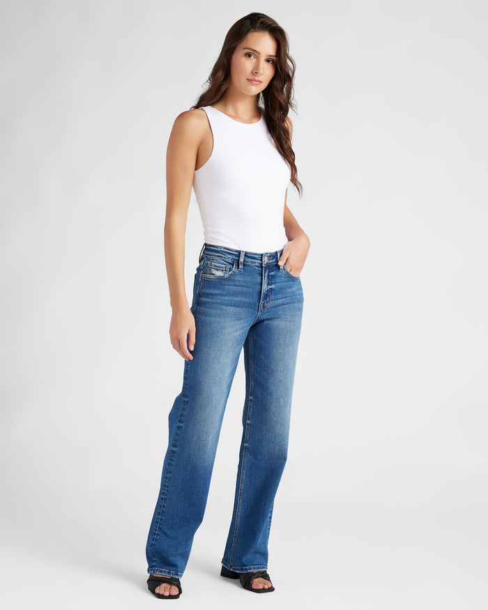 Dreamland $|& Vervet Mid Rise Slim Wide Leg Jeans - SOF Full Front