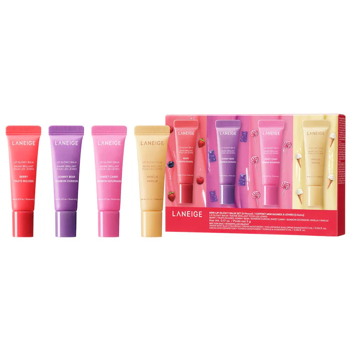 LANEIGE – Mini Lip Glowy Balm Set | Bálsamos labiales hidratantes y brillantes