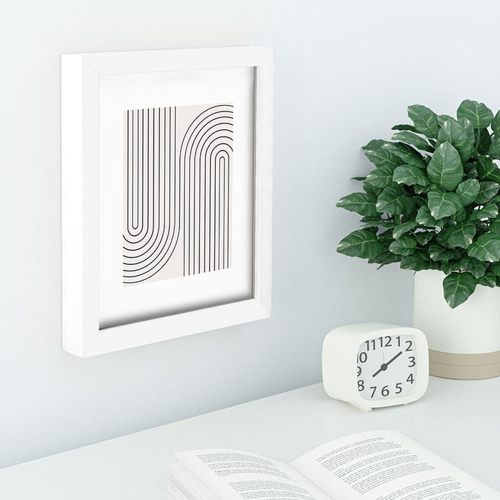 Minimal Line Curvature Black and White Recessed Framing Rectangle