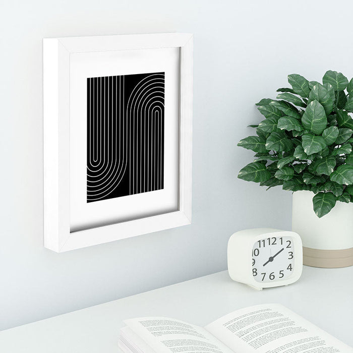 Minimal Line Curvature Black Recessed Framing Rectangle