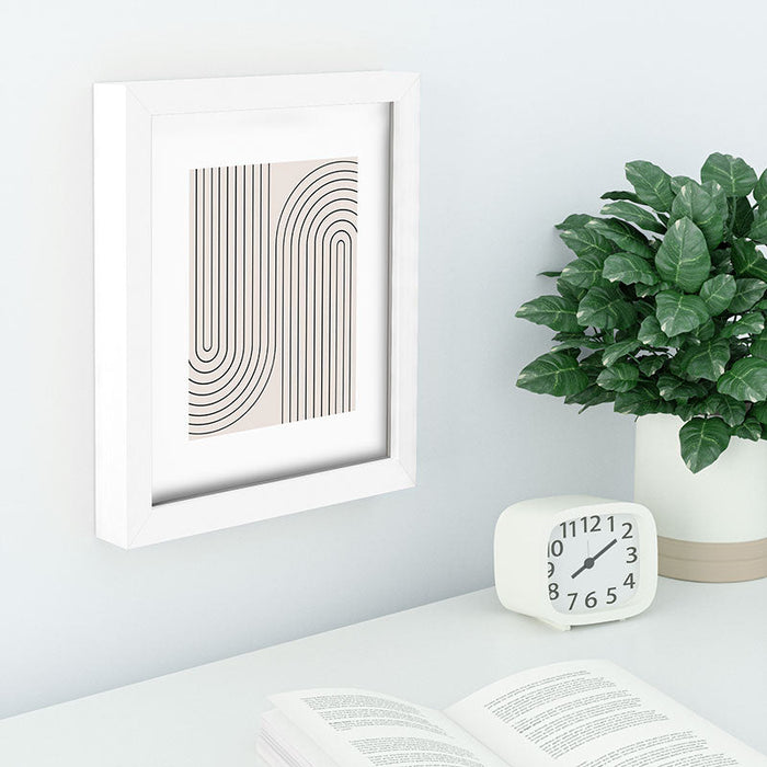 Minimal Line Curvature White Recessed Framing Rectangle