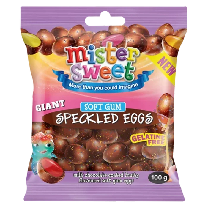 Mister Sweet Giant Chocolate Coated Soft Gum Speckled Eggs 100g