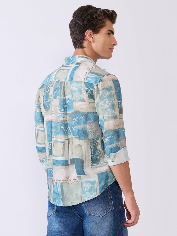 Mitaka - Relaxed Printed Shirt - Blue