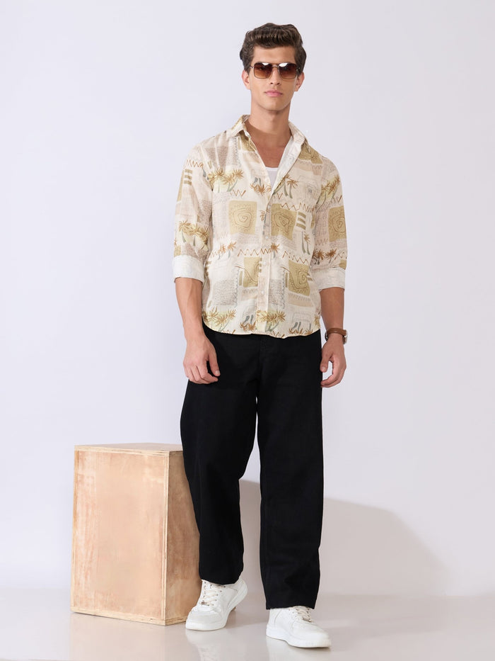 Mitaka - Relaxed Printed Shirt - Ecru