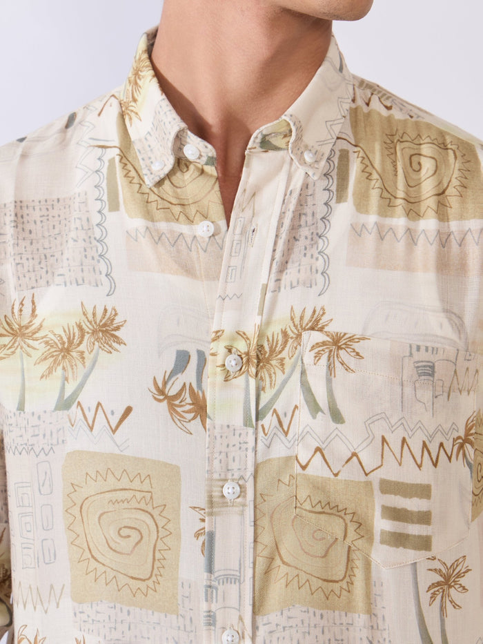 Mitaka - Relaxed Printed Shirt - Ecru