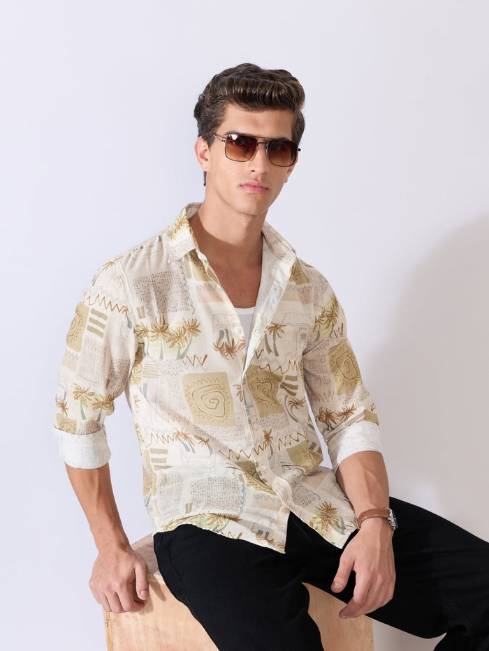 Mitaka - Relaxed Printed Shirt - Ecru