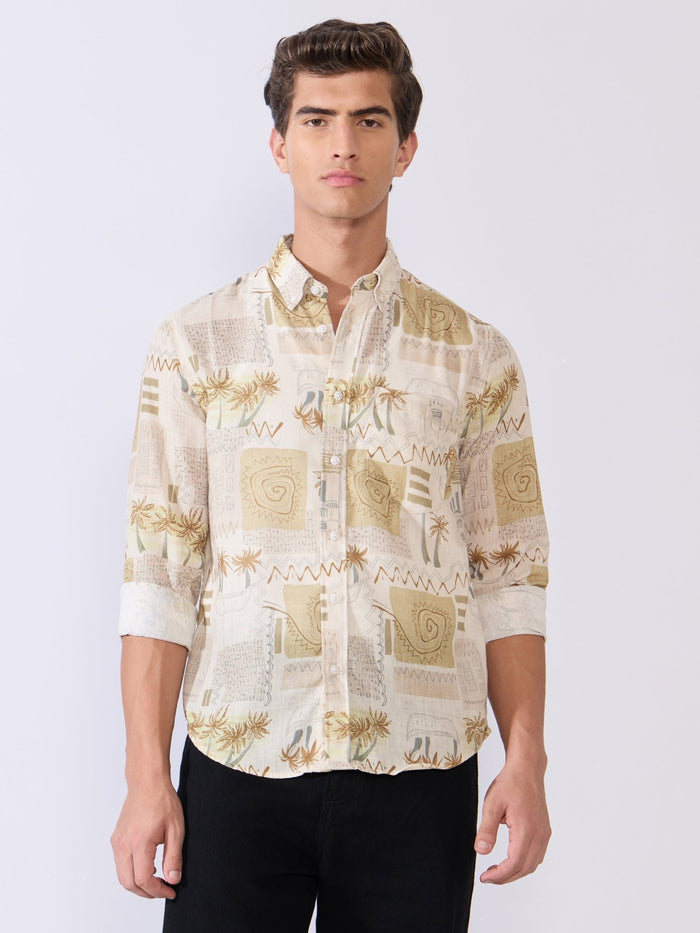 Mitaka - Relaxed Printed Shirt - Ecru
