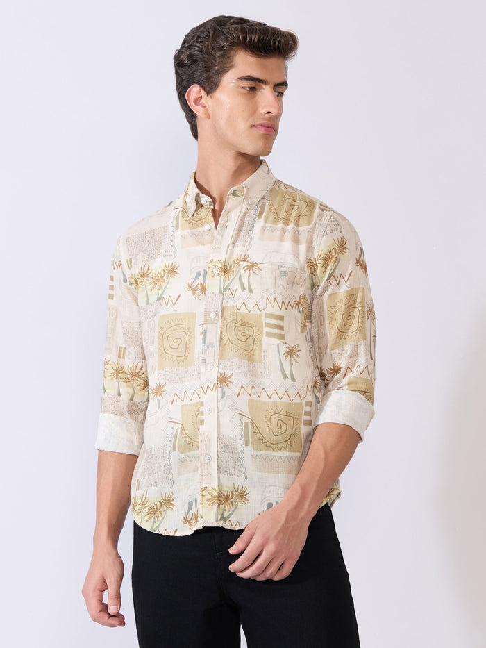 Mitaka - Relaxed Printed Shirt - Ecru