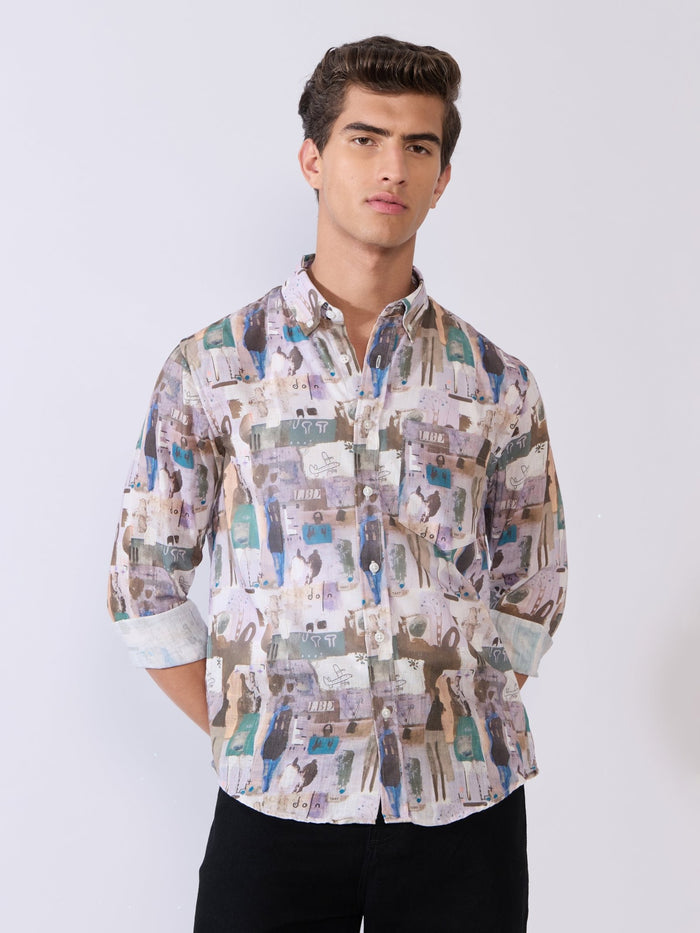 Mitaka - Relaxed Printed Shirt - Pale Lilac