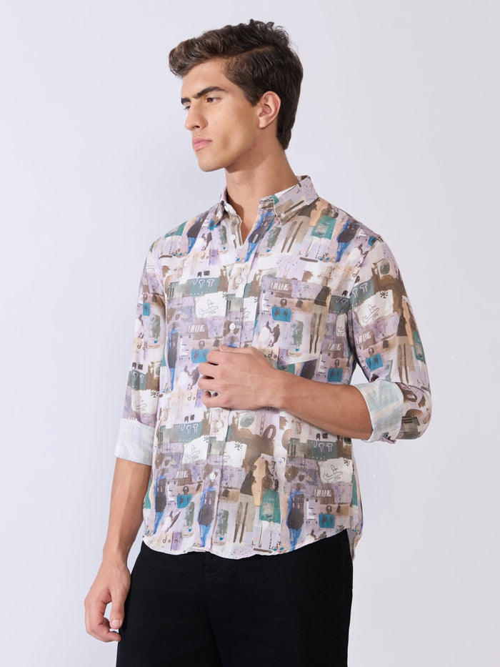 Mitaka - Relaxed Printed Shirt - Pale Lilac