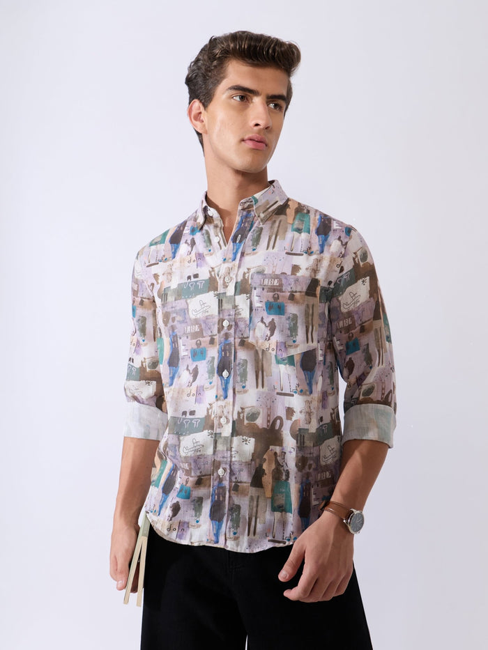 Mitaka - Relaxed Printed Shirt - Pale Lilac