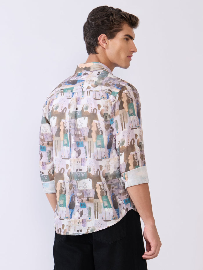 Mitaka - Relaxed Printed Shirt - Pale Lilac