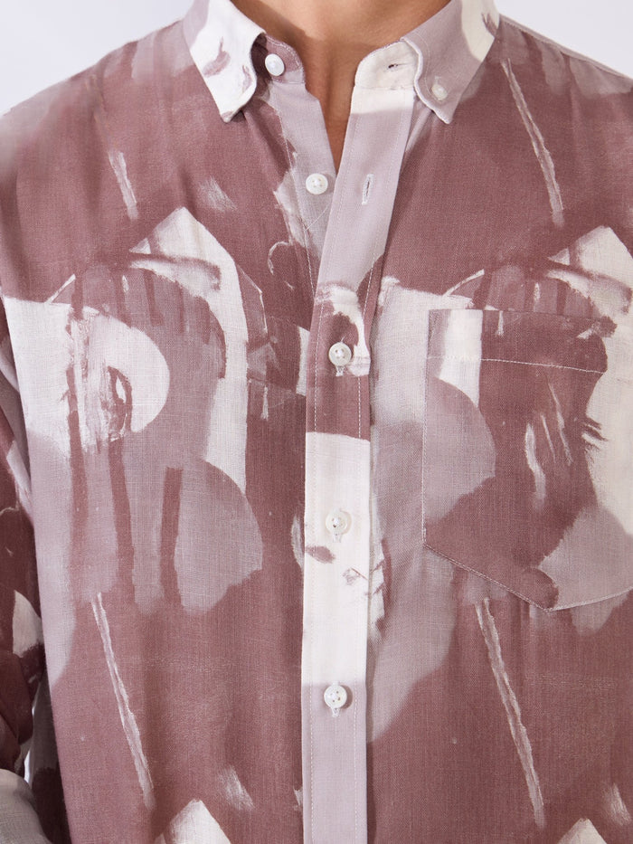 Mitaka - Relaxed Printed Shirt - Plum