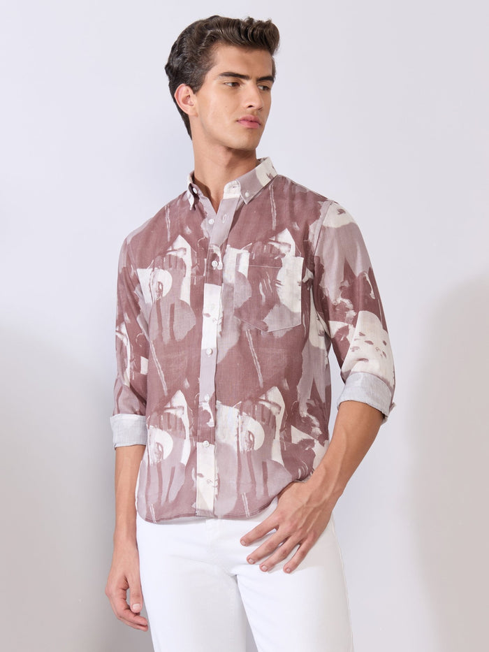 Mitaka - Relaxed Printed Shirt - Plum