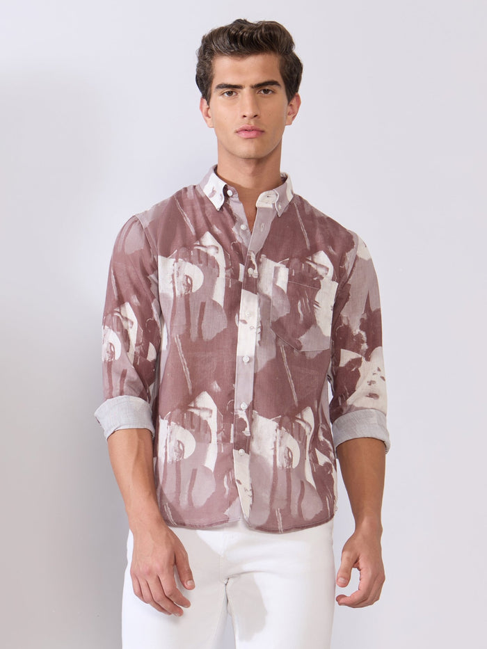 Mitaka - Relaxed Printed Shirt - Plum