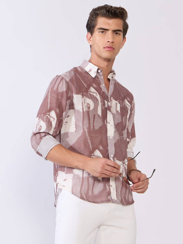 Mitaka - Relaxed Printed Shirt - Plum