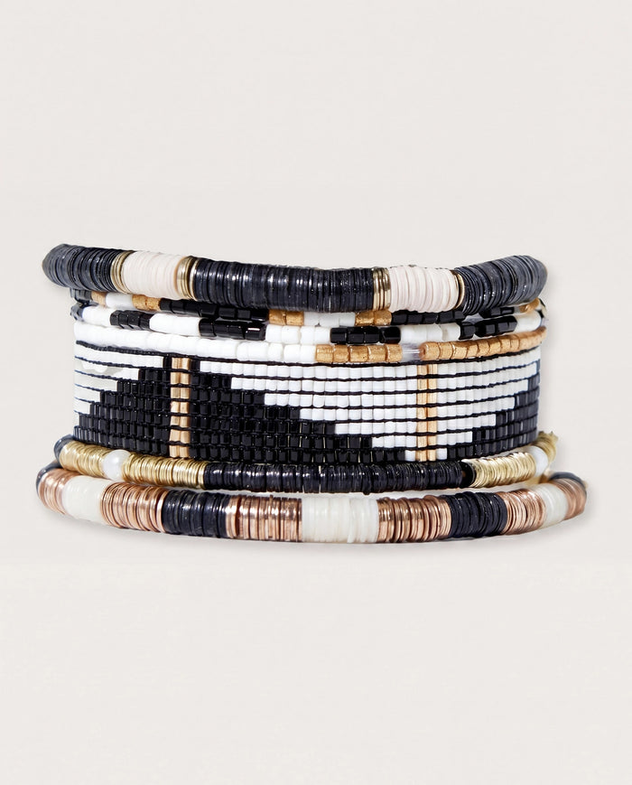 Paint It Black $|& Ink + Alloy Mixed Bracelet Stack - Hanger Detail