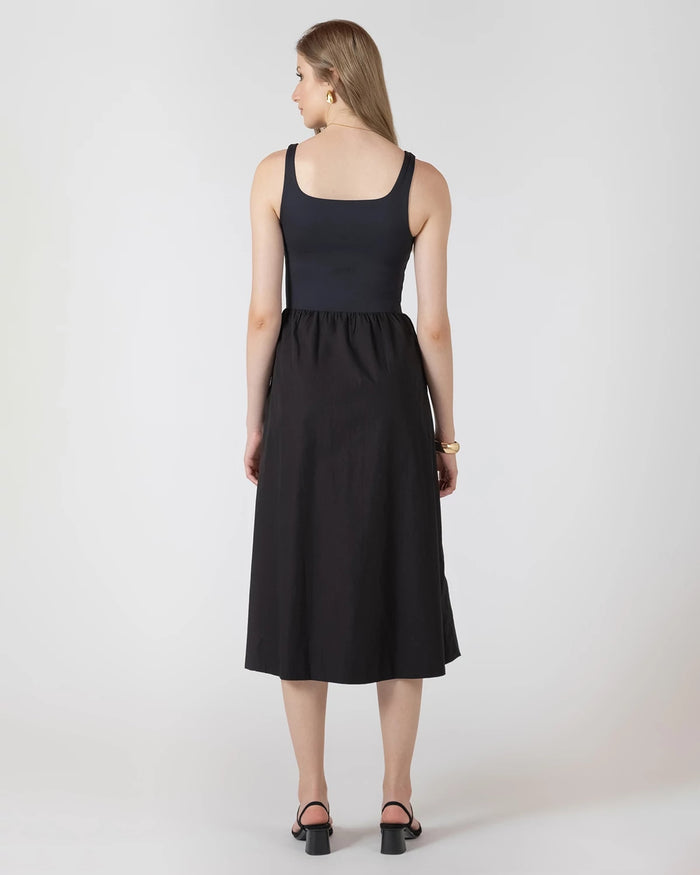Black $|& Black Tape Mixed Media Midi Dress - Hanger Side