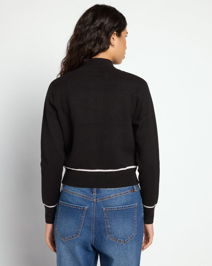 Black $|& Theo & Spence Mock Neck Full Zip Pullover - SOF Back