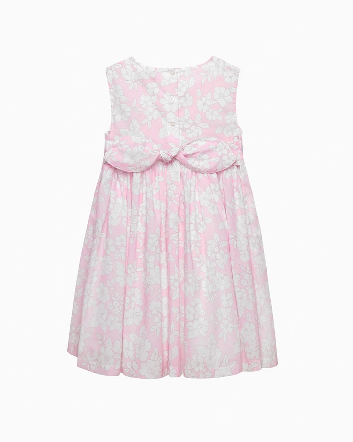 Confiture Dress Molly Smocked Pinafore Dress in Pale Pink Floral