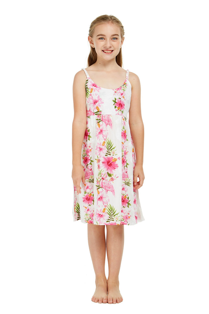 Mother Daughter Hawi Set in Pink Hibiscus Vine White
