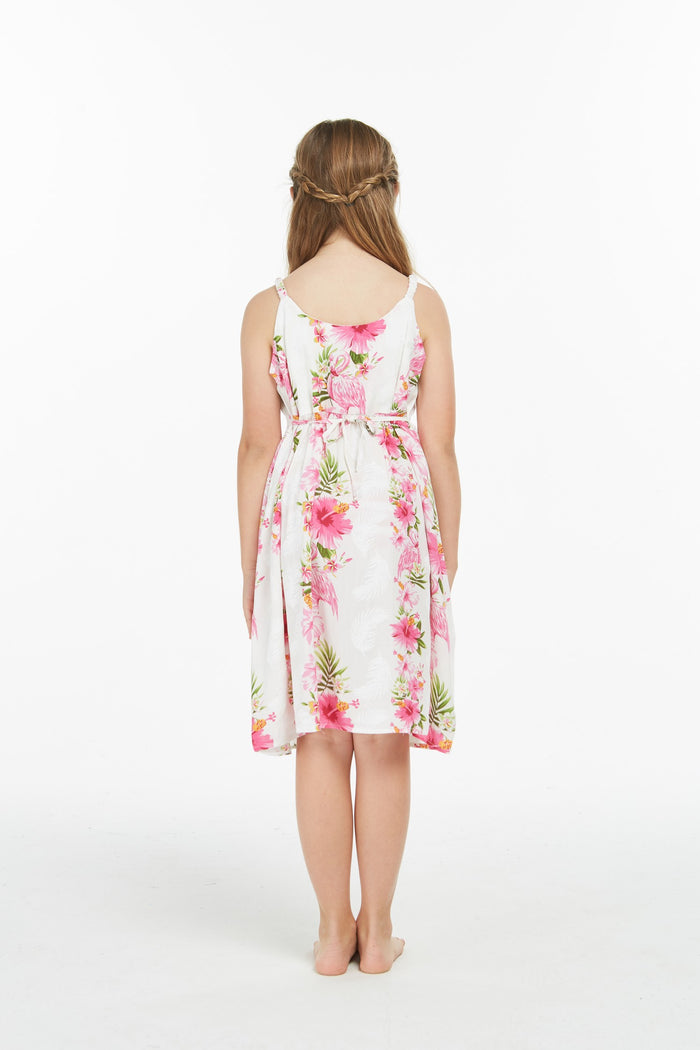 Mother Daughter Hawi Set in Pink Hibiscus Vine White