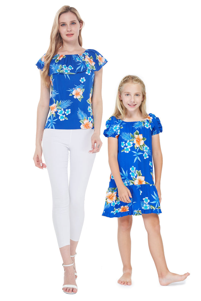 Mother Daughter Kaaawa Set in Hibiscus Blue