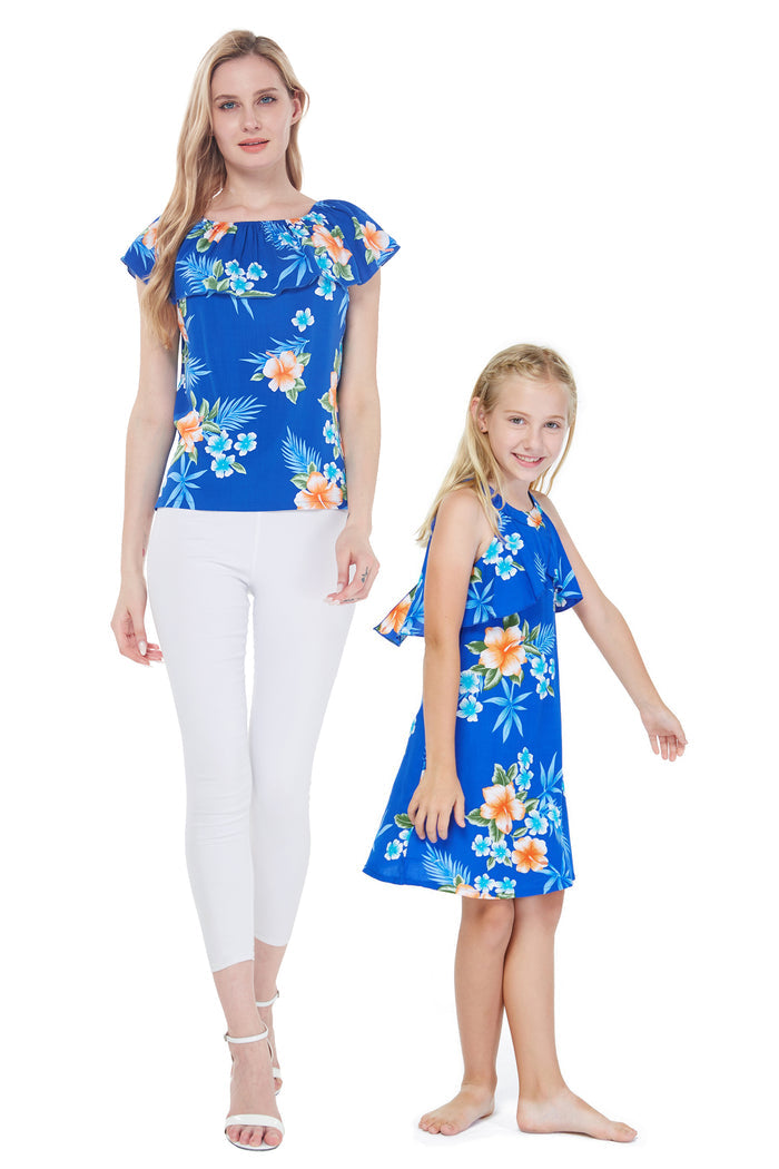 Mother Daughter Keaau Set in Hibiscus Blue