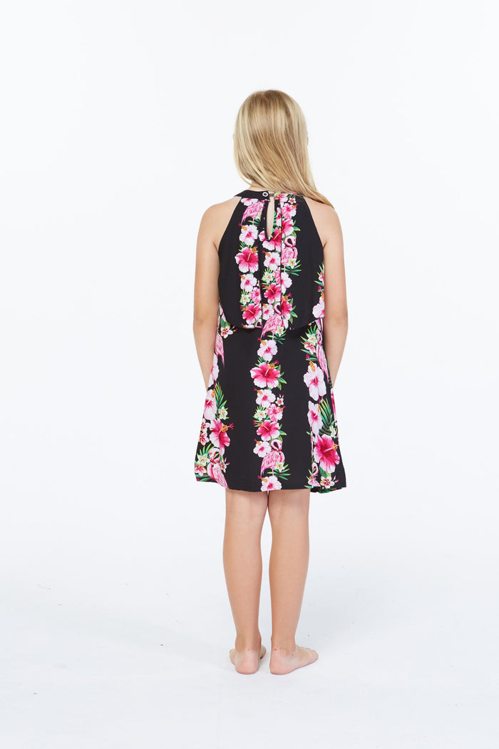 Mother Daughter Keaau Set in Pink Black Hibiscusc Vine